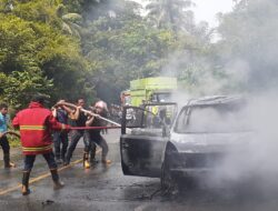 Sat Lamtas Polres Tanggamus Amankan Mobil Terbakar di Jalinbar.