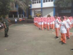 Tananmkan Sikap Disiplin Koramil 0410-06 kedaton Latih pelajar PBB