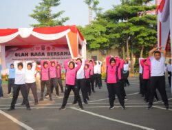 Olahraga Bersama Jalin kekompakan  Di  Polda Lampung