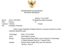 Surat Undangan Pelantikan PJ Gubernur sudah Beredar