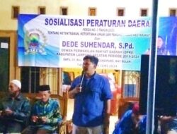 Melalui Sosperda, Anggota Komisi III DPRD Lamsel Dede Suhendar Ajak Warga Ciptakan Ketentraman dan Kenyamanan