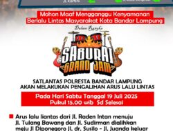 Saburai Grand Jam Satlantas Polresta Bandarlampung Alihkan Arus Lalulintas