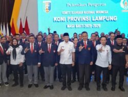 GUBERNUR LAMPUNG MIRZANI HADIRI PELANTIKAN PENGURUS KONI LAMPUNG