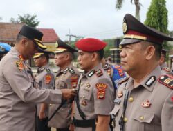 Polres Way Kanan Gelar Upacara Sertijab Kabaglog, Kasipropam, Kasikum, Kapolsek dan Pelantikan Kasatreskrim