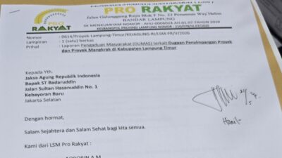 Proyek Puluhan Miliar Mangkrak dan Terbengkalai diLampung Timur,LSM pro Rakyat Resmi Laporkan KeJagung RI