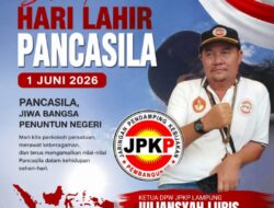 Ketua DPW JPKP Provinsi Lampung Juliansyah Lubis Ucapkan Selamat Hari Lahir Pancasila 1 Juni 2026
