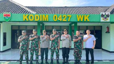DANDIM 0427/WAY KANAN TERIMA SILAHTURAHMI  KAPOLRES WAY KANAN, TEGUHKAN SOLIDITAS TNI–POLRI