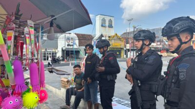 Jaga Kondusivitas Wilayah, Detasemen Gegana Satbrimobda Lampung Gelar Patroli Dialogis