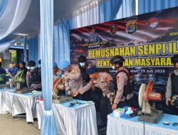Satuan Brimob Polda Lampung  Amankan Pemusnahan  Ratusan Senjata Api Rakitan dan Amunisi Serahan Masyarakat