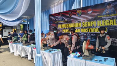 Satuan Brimob Polda Lampung  Amankan Pemusnahan  Ratusan Senjata Api Rakitan dan Amunisi Serahan Masyarakat