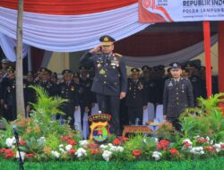 Guyuran Hujan Tak Halangi Semangat Personel Polda Lampung Peringati HUT ke-81 Kemerdekaan RI