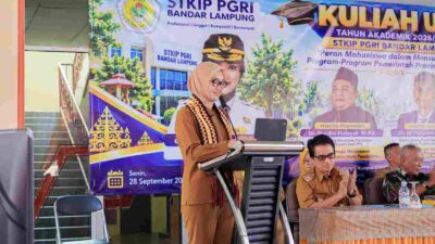 Wagub Jihan Nurlela Memberikan Kuliah Umum Mahasiswa Baru Tahun Akademik 2026/2027 Di Kampus STKIP PGRI