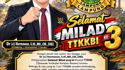 Dr. (c) Hermawan Sampaikan Ucapan Selamat Milad yang ke-3 Untuk TTKKBI