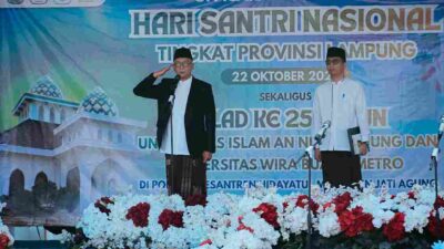 Gubernur Rahmat Mirzani Djausal  Pembina Upacara Peringatan Hari Santri Nasional Tingkat Provinsi Lampung Tahun 2026