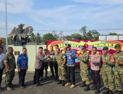 Kapolsek Tanjung bintang Geruduk  Koramil Tanjung bintang,Berikan Ucapan Selamat Dihari Jadi TNI Ke 81