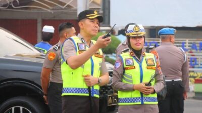 Kapolresta Bandar Lampung Turun ke Jalan, Pantau Strong Point Pagi di Tugu Adipura