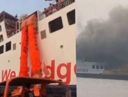 KMP Batu Mandi Terbakar di Alur  Perairan Merak, Seluruh Penumpang dan Awak Kapal Sedang Dievakuasi